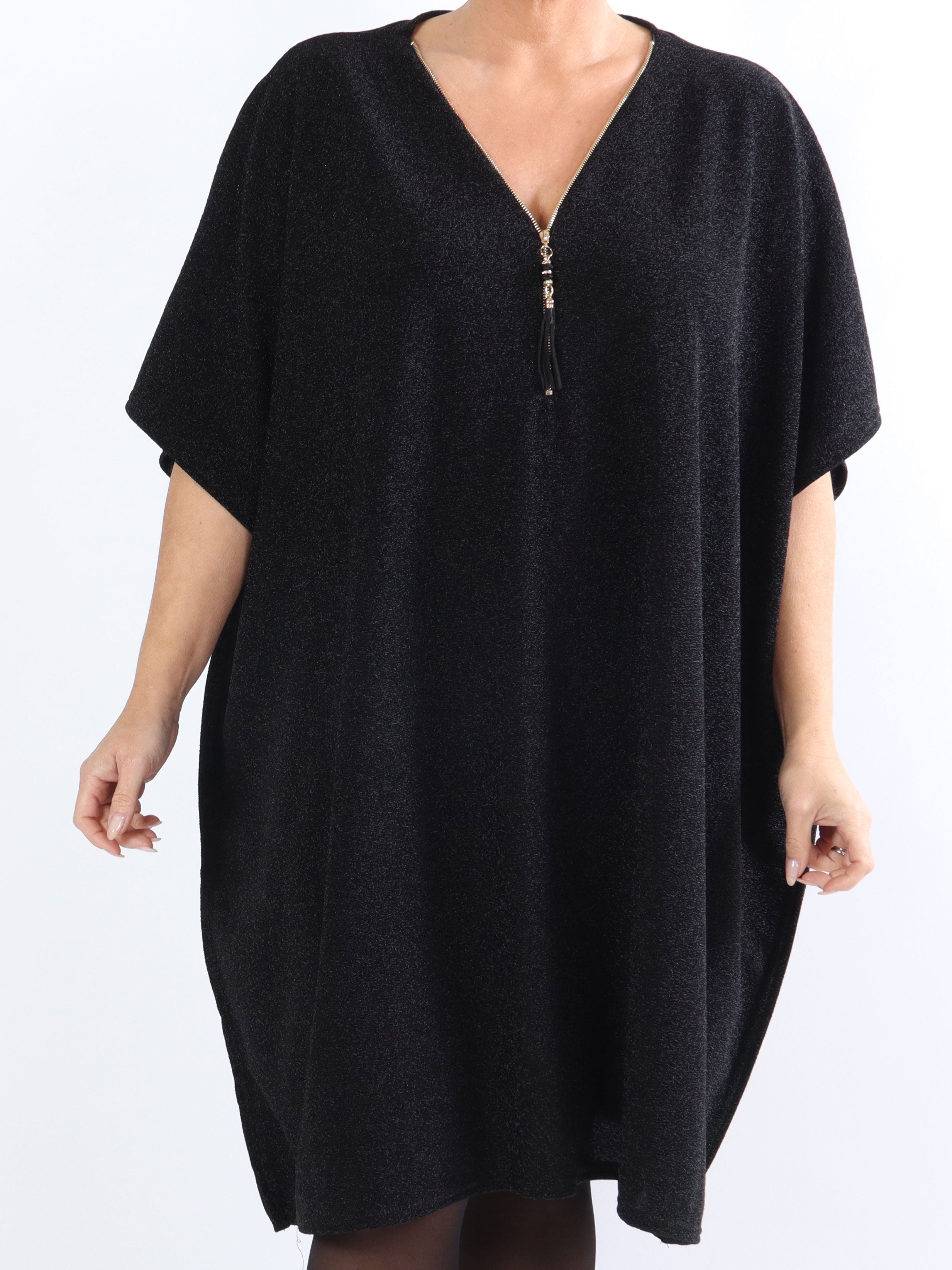 Mayte - Plus size glimmerkjole med lynlås